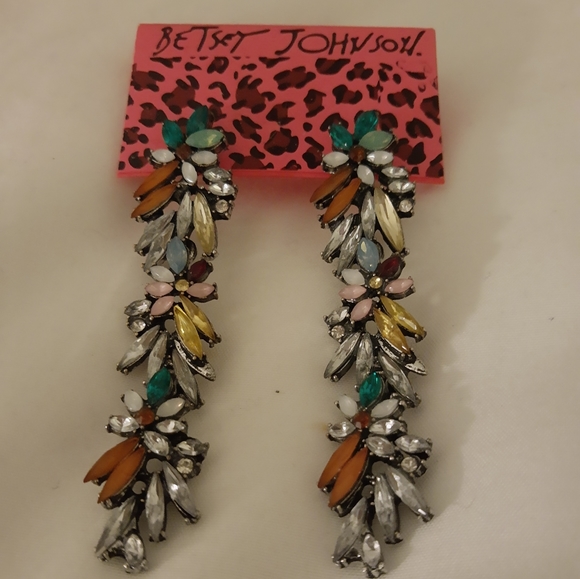 NWT💎 Betsey Johnson Multi Color Gem Dangle - Picture 3 of 3